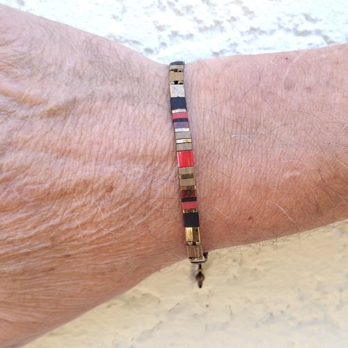 Bracelet homme perles tila en verre miyuki — pièce unique - ref mb/bh2611