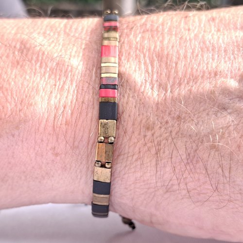 Bracelet homme perles tila en verre miyuki — pièce unique - ref mb/bh2611