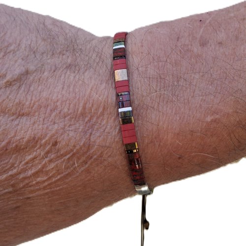 Bracelet homme perles tila en verre miyuki — pièce unique - ref mb/bh2613