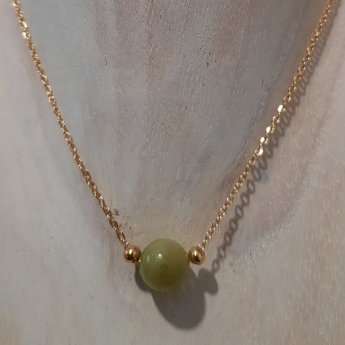 Chaîne pendentif perle naturelle "aventurine" - lithothérapie