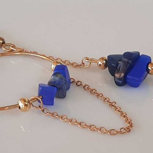 Boucles d'oreilles asymétriques lapis-luzuli - lithothérapie