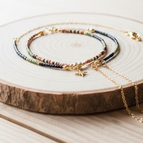 Collier ras du cou étoile – fait main (acier inoxydable & miyuki)