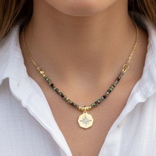 Collier asymétrique "étoile céleste" - fait main (acier inoxydable)