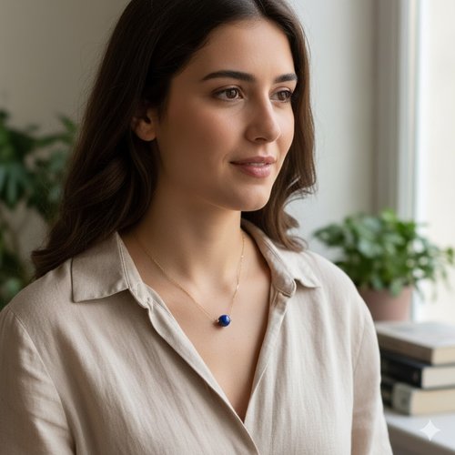 Collier minimaliste lapis-lazuli – création artisanale