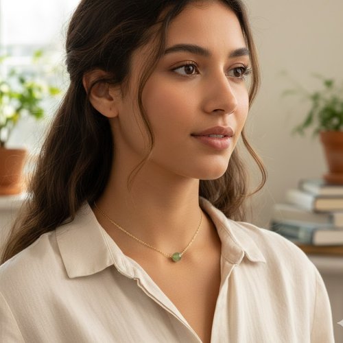 Collier minimaliste aventurine – création artisanale