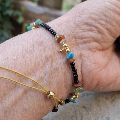 Bracelet "mosaïque de pierres" – multicolore & turquoise