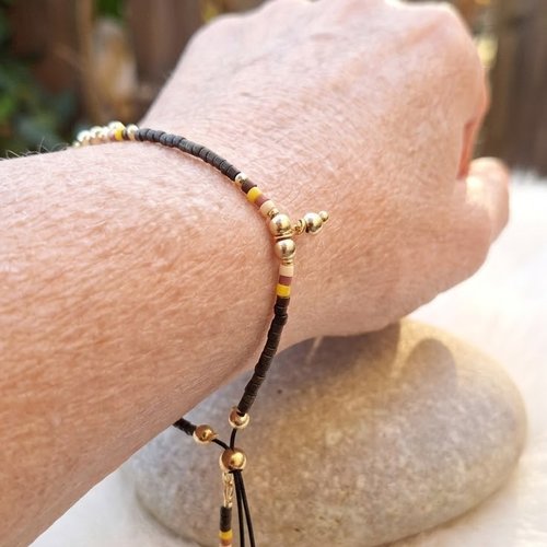 Bracelet "terre de sienne" – marron moiré & or
