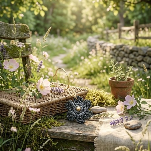 Boucles d'oreilles modulables – fleurs au crochet & acier inoxydable