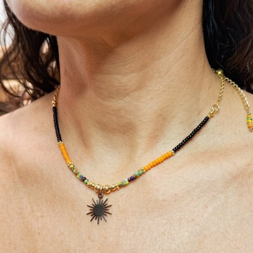 Collier "soleil bohème" – création unique en acier inoxydable