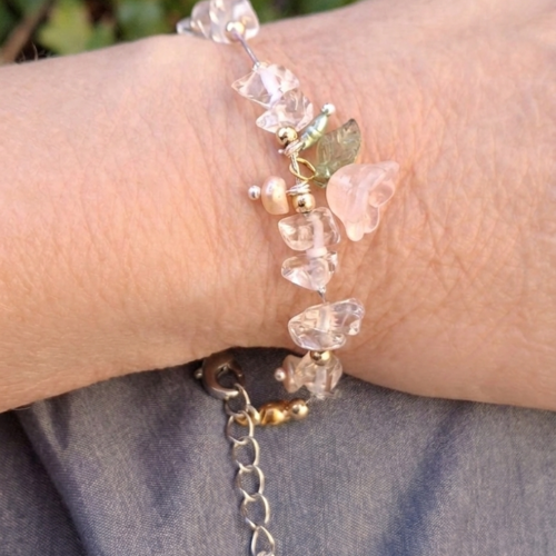 Bracelet "douceur florale" – harmonie argent & or