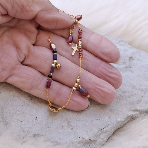 Bracelet fait main - style bohème & breloques dorées