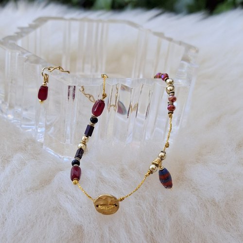 Bracelet fait main - style bohème & breloques dorées