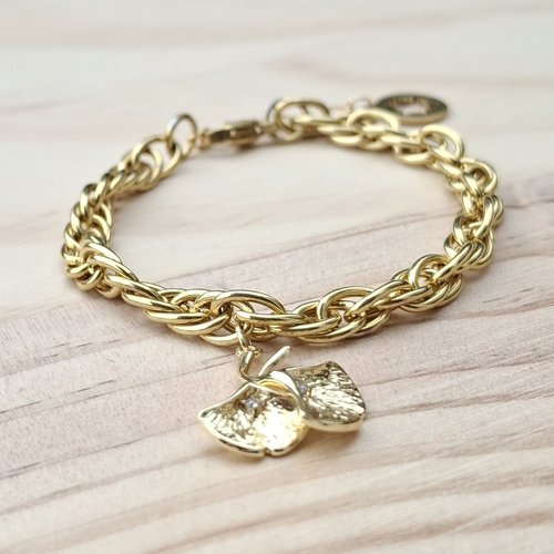 Bracelet chaîne ginkgo doré