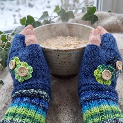 Mitaines "vagabondage océan" - pièce unique