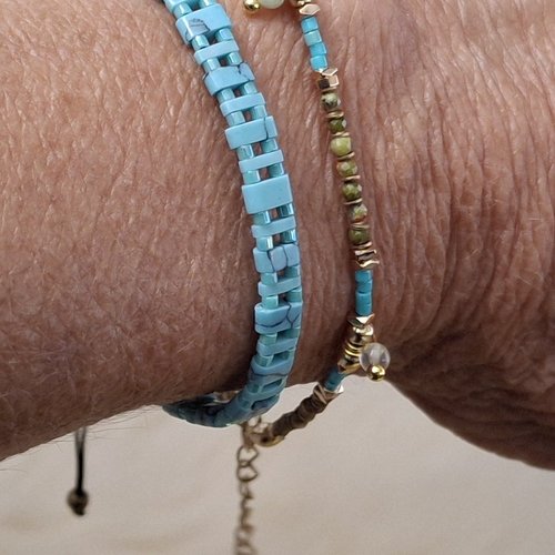 Duo de bracelets artisanaux turquoise et perles naturelles