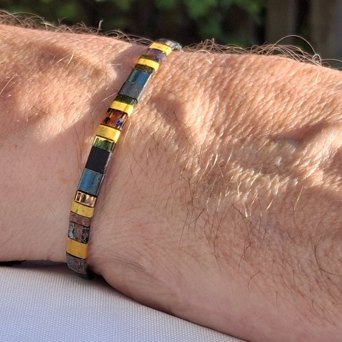 Bracelet homme perles tila en verre miyuki — pièce unique