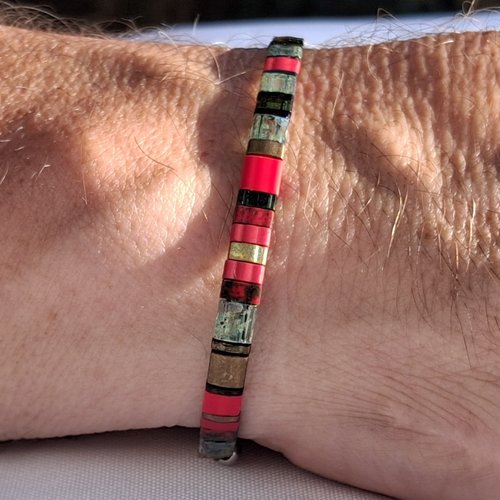 Bracelet homme perles tila en verre miyuki — pièce unique