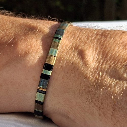 Bracelet homme perles tila en verre miyuki — pièce unique