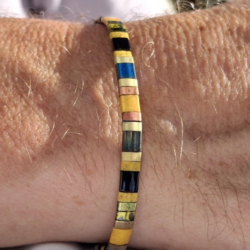 Bracelet homme perles tila en verre miyuki — pièce unique - ref mb/bh/2601
