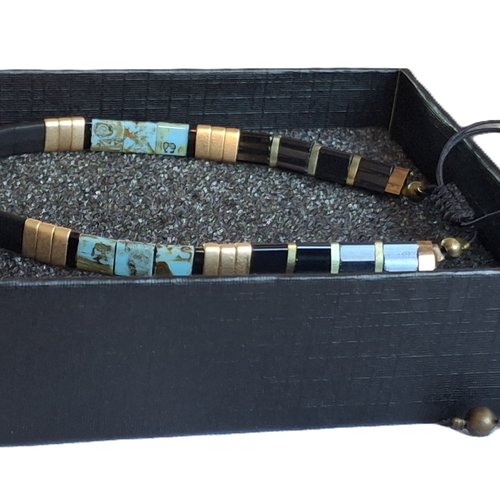 Bracelet homme perles tila en verre miyuki — pièce unique - ref mb/bh/2602