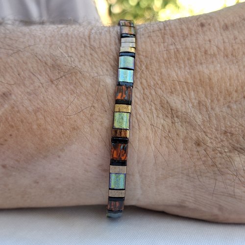 Bracelet homme perles tila en verre miyuki — pièce unique - ref mb/bh/2603