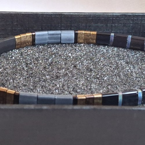 Bracelet homme perles tila en verre miyuki — pièce unique - ref mb/bh/2604