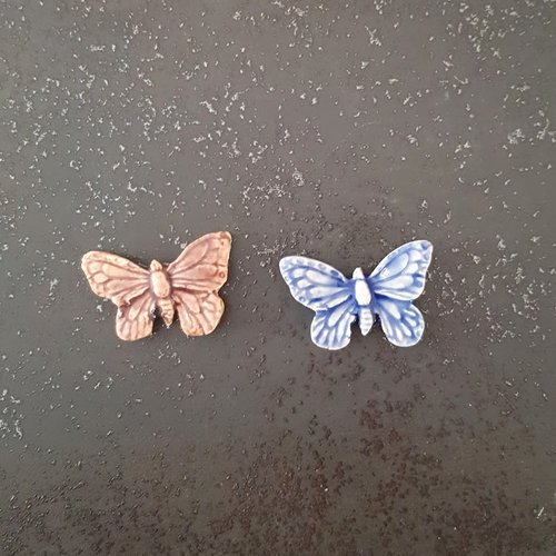 Lot de 4 fait main céramique Coasters-Papillons Bleu