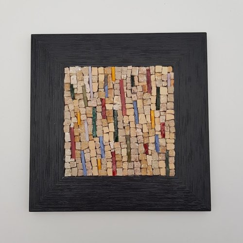 Petit tableau mosaique abstraite - décoration murale mosaique - pierre et verre - pièce unique