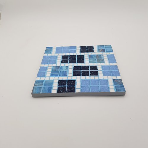 Dessous de plat marron bleu et blanc - mosaique pâtes de verre  - fait main
