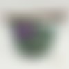 Panier original asymétrique vert turquoise et écru - rotin - anse bois
