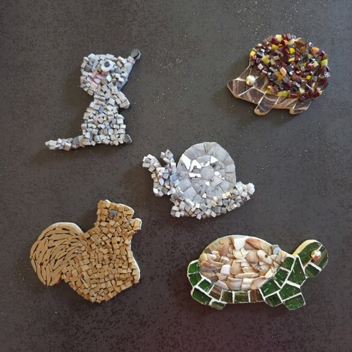 Magnets - aimants de réfrigérateur - animaux - souris - hérisson - écureuil - escargot - tortue - fait main
