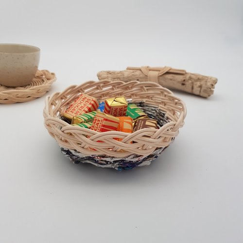 Vide-poches - coupelles - mini corbeilles -  rotin papier recyclé - écovannerie - tressé main