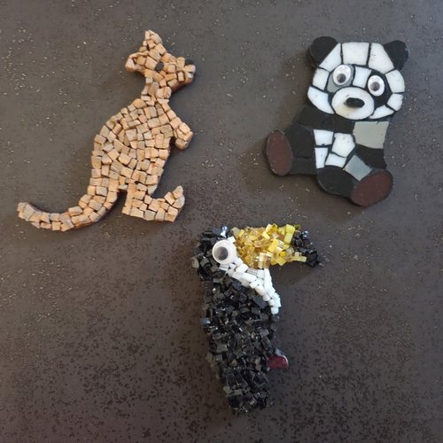 Magnets - aimants de réfrigérateur - animaux - kangourou - panda et toucan - fait main