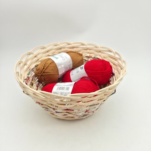 Corbeille ronde - coupe à fruits - gros bol rotin naturel  écru et papier recyclé - fait main