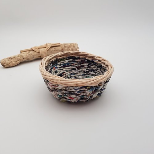 Vide-poches - coupelles - mini corbeilles -  rotin papier recyclé - écovannerie - tressé main