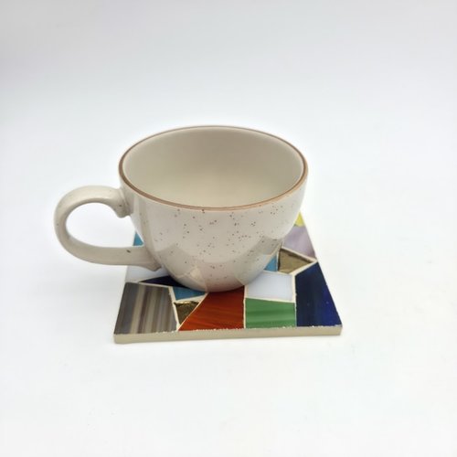 Sous verres carrés - dessous de bouteilles - mosaique de verre multicolore - fait main