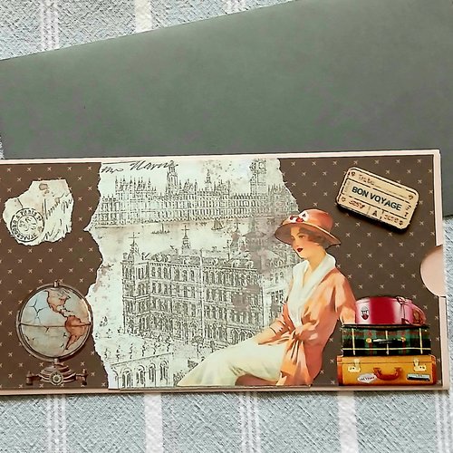 Carte porte billet ,carte porte chèque "bon voyage'