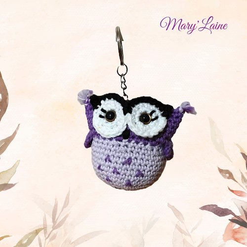Porte-clés chouette au crochet, bijou de sac