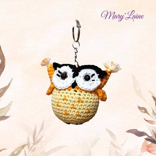 Porte-clés chouette au crochet, bijou de sac