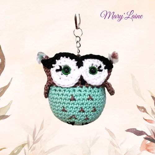 Porte-clés chouette au crochet, bijou de sac