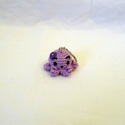 Porte-clés porte-jeton pieuvre mauve