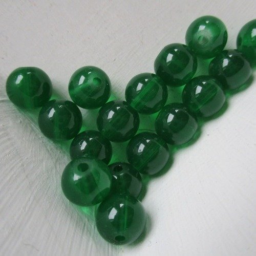 15 perles en verre de couleur verte - 8 mm - 1660734