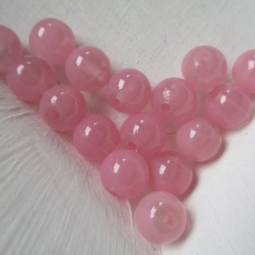 15 perles en verre de couleur rose - 8 mm - 1660767
