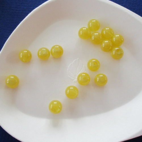 15 perles en verre de couleur jaune - 8 mm - 3943371