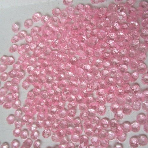 150 billes soit 5 g  de billes plastique transparent de couleur rose - 4 mm - 1825476