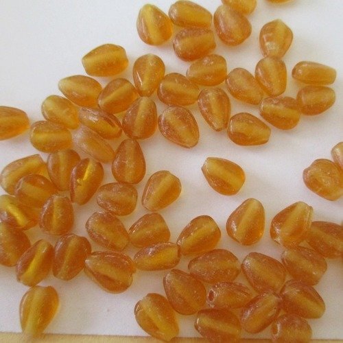 90 petites perles en verre en forme de goutte de couleur caramel - 8 mm - 2148046