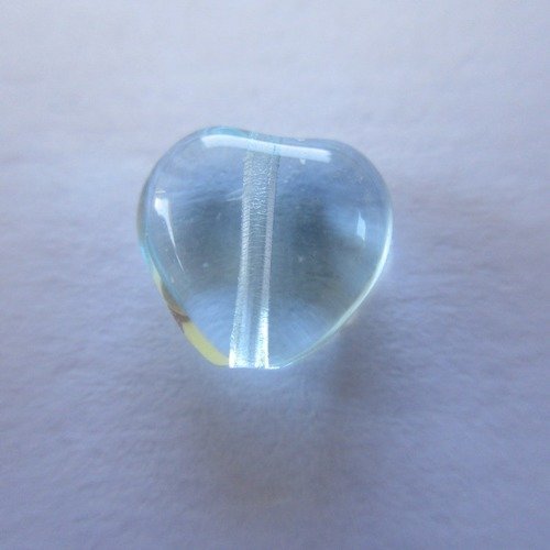 15 petites perles en verre en forme cœur de couleur bleu transparent - 3945343