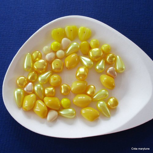 40 perles en verre en mélange de couleur, taille et de forme - 8 a 15 mm -  3943369