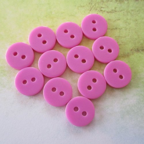 12 petits boutons plastique rose - 11 x 2 mm - 2541297