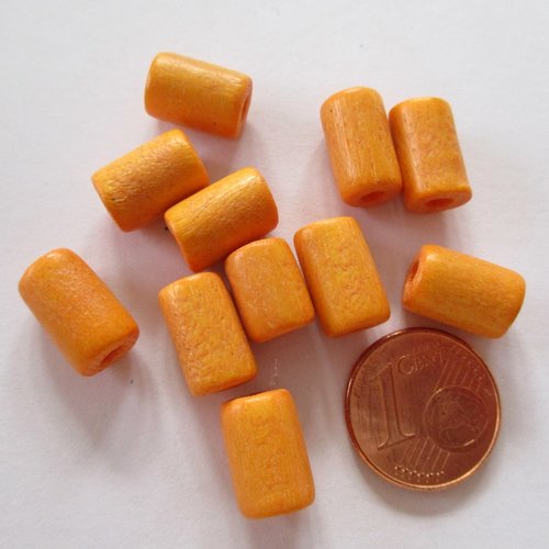 10 perles tubes orange clair - 11  x 7 mm - 2849613